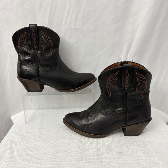 Ariat Darlin Western Boots Womens Size 7 B Old Black Ankle Cowgirl Side Zip - Picture 10 of 12